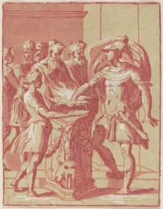 Mucius Scaevola sætter sin hånd i en ild af Anton Maria Zanetti I after Parmigianino