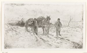 Bonde ved siden af ​​to hestevogne af Anton Mauve
