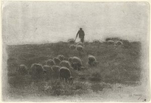 Hyrde med flok får af Anton Mauve