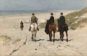 Morgentur langs stranden Morgenrit langs den strand