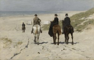Morgentur langs stranden af Anton Mauve