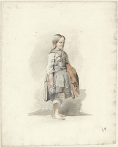 Stående pige med kande og kappe under armen af Anton Mauve