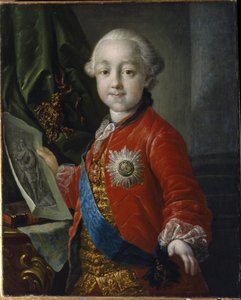 Portræt af storhertug Pavel Petrovich Romanov (1754-1801), som barn. (Portræt af storhertug Pavel Petrovich som barn). Kejser af Rusland fra 1796 til 1801. Maleri af Anton Pavlovich Losenko (1737-1773), olie på lærred