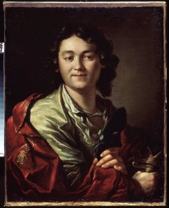 Portræt af komikeren Fedor (Fyodor) Volkov (omkring 1729-1763), grundlægger af det første russiske teater (Portræt af F. Volkov, grundlæggeren af ​​det første russiske teater). Maleri af Anton Pavlovich Losenko (1737-1773), olie på lærred