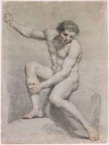 En siddende mandlig nøgenfigur af Anton Raphael Mengs