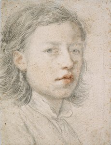 Selvportræt - Værk af Anton Raphael Mengs (1728-1779), blod og kridt på papir (26,1 x 20,2 cm) af Anton Raphael Mengs