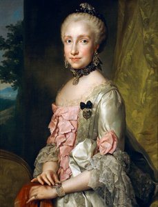 Portræt af Maria Luisa af Bourbon i anledning af hendes forlovelse til at blive gift, af Anton Raphael Mengs, cirka 1764, olie på lærred af Anton Raphael Mengs