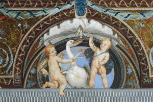 Putti med en pelikan, af Anton Raphael Mengs, detaljer, mixed media af Anton Raphael Mengs