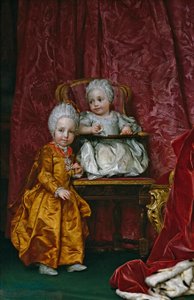 Spansk:  Los archiduques Fernando y María Ana de Austria Ærkehertug Ferdinand og ærkehertuginde Maria Anna af Østrig af Anton Raphael Mengs