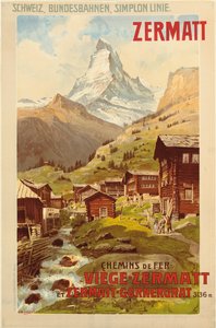 Zermatt, ca. 1900 (farve litho)