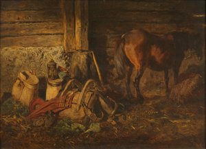 Staldinteriør med hest