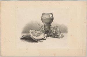 Stilleben med glas, østers og vindruer Blomster- og frugtstudier (...) 3. afsnit (serietitel)