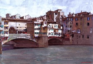 Ponte Vecchio, Firenze (kropsfarve på papir) af Anton Van Anrooy