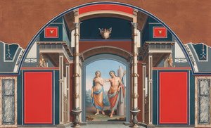 Vægmaleri af et romersk hus på grunden til Villa Negroni i Rom, der viser Bacchus og Ariadne. 1783