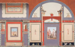 Vægmaleri af et romersk hus på Villa Negronis grund i Rom, Mars (?), Venus og Amor. 1793 af Anton von Maron