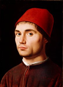 Portræt af mand eller selvportræt Maleri af Antonello di Antonio dit Antonello da Messina (1430-1479) 1473 cm. 35,5x25,5 London, National Gallery
