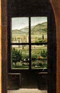 Hieronymus i sit arbejdsværelse, detalje, ca. 1475 (olie på panel)