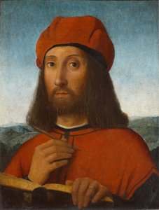 Portræt af en mand med rød basker og bog af Antonello de Saliba