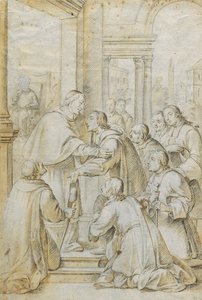 Saint Bruno møder biskop Hugh af Köln