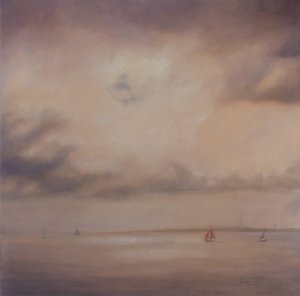 Familie af både, 2014 (olie på lærred) af Antonia Myatt