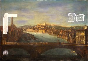 Udsigt over Verona med kirken S. Anastasia, Castel San Pietro, Castel San Felice og Ponte Nuovo over floden Adige, 1735 af Antonio de dipi Joli