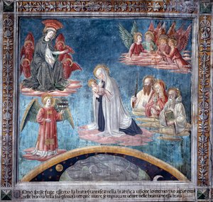 Livet af St. Francesca Romana: Flere gange i ekstase modtog Francesca det hellige barn fra Jomfruen (Fresco