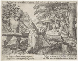 Rydning af skoven Dyrkning af korn (serietitel) af Antonie Wierix (II) (possibly)