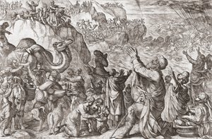 Det Røde Hav drukner Faraos hær af Antonio (after) Tempesta