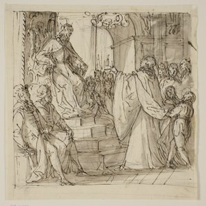 En ambassadør for Barbarigo-familien modtaget i audiens af en konge. Studer til en fresco i Villa Barbarigo, Noventa Vicentina