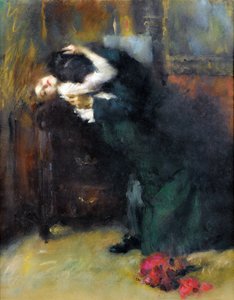 Kysset af Antonio Ambrogio Alciati (1878-1929), - Pastel på papir, 56x44 cm - Privat samling