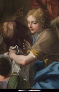 "Sankt Gregor den Store ved et bord med Jesus forklædning i pelerin" (detaljer) 1729-1731 (maleri)