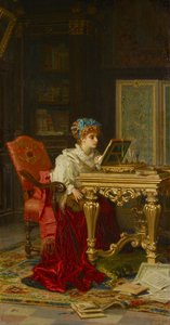A Music Playing Lady (Irene di Spilimbergo) af Antonio Barzaghi Cattaneo