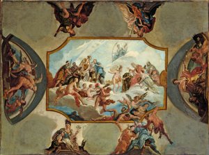 Ærbødighed over kurfyrsten Johann Wilhelm von der Pfalz - Design til et loftsmaleri til Bensberg Castl