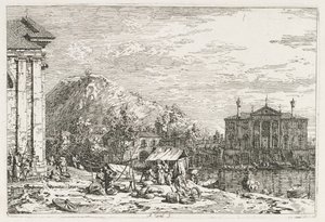 Visninger: A City Beyond a River, 1735-1746. af Giovanni Antonio Canal
