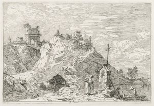 Visninger: En pilgrim ved bøn, 1735-1746. af Giovanni Antonio Canal