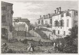 Udsigt: Kanalslusen ved Dolo af Antonio Canaletto