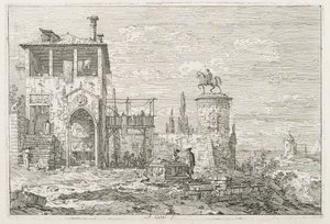 Udsigt: Ryttermonumentet af Antonio Canaletto