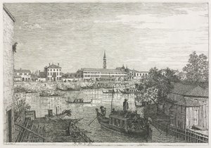 Udsigt: Havnen i Dolo, 1735-1746. af Giovanni Antonio Canal