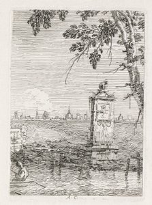 Udsigt: Det lille monument under et træ af Antonio Canaletto