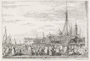 Visninger: Markedet på Molo, 1735-1746. af Giovanni Antonio Canal