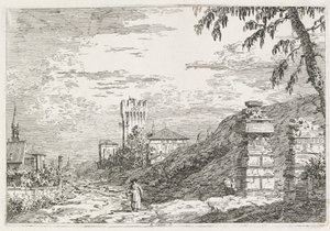 Udsigt: To ødelagte søjler af Antonio Canaletto