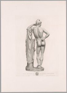 Paris læner sig op ad en træstub, set bagfra, fra Oeuvre de Canova af Antonio Canova