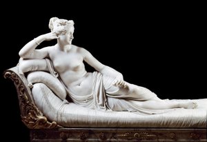 Pauline Bonaparte, prinsesse Borghese (1780 - 1825) søster til Napoleon I repræsenteret i Victorious Venus Marble Sculpture af Antonio Canova (1757-1822) 1804-1808 Rom, Galleria Borghese