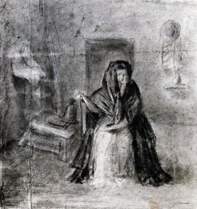 Siddende kvinde, af Antonio Canova (1757-1822), tegning af Antonio Canova