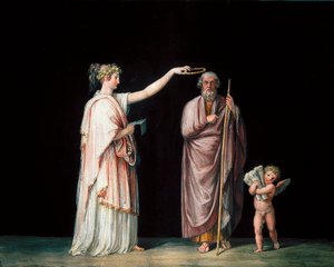 Musen Calliope og Homer. Tempera af Antonio Canova (1757-1822), omkring 1798. af Antonio Canova