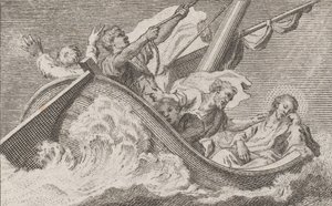 Kristus på en båd med fiskere, ca. 1760-93. af Antonio Capellan
