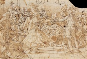 ""Minuet"" - Værk af Antonio Casanovas Torrents (1752-1796) Menuetpen, brunt indisk blæk på papir ca. 1780 National Art Museum of Catalonia, Barcelona 20,9x30 af Antonio Casanovas i Torrents