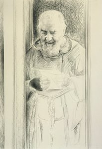 Padre Pio Reading, 1988-89 (kul på papir)