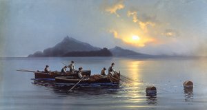 Fiskere ud for Capris kyst (olie på lærred) af Antonio Coppola