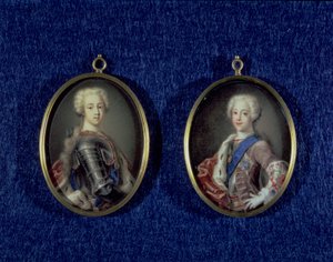 Prins Henry Benedict Stuart (1725-1807) og Prins Charles Edward Stuart (1720-88), ca. 1734 (olie på elfenben) af Antonio David